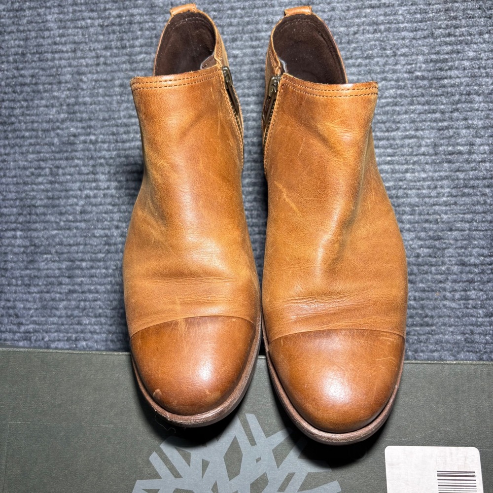 Timberland Somers Falls Tan Leather Ankle Boots Cap Toe Zip Booties TB0A1JZ3 7.5